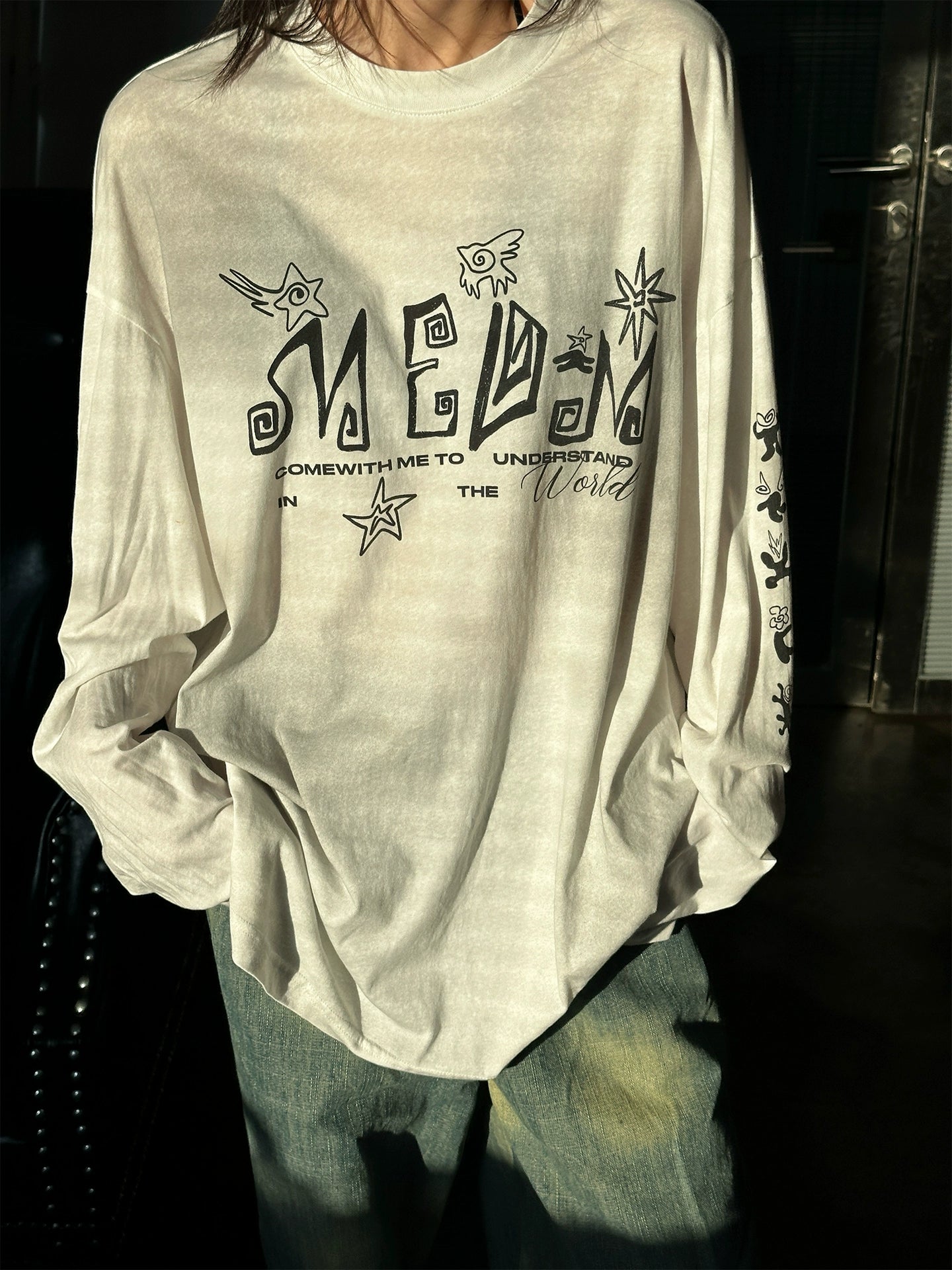 MEDM Mysticism Print Wash Blouse Long Sleeves