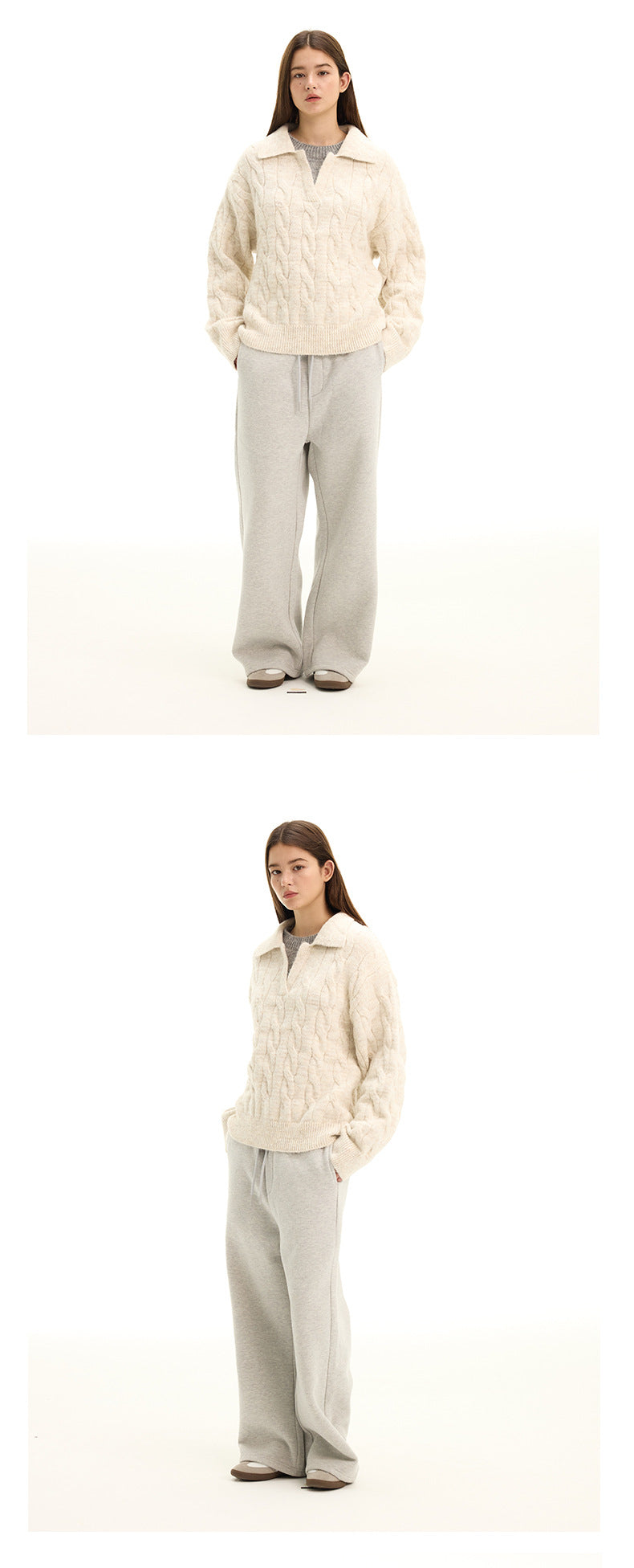 UNF Cashmere Comfortable Soft Waxy Fake Two-piece Knitted Sweater