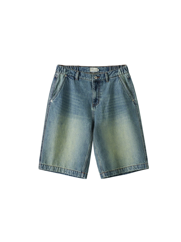 BUTTBILL Washed and Old Casual Commuter Denim Five-point Shorts