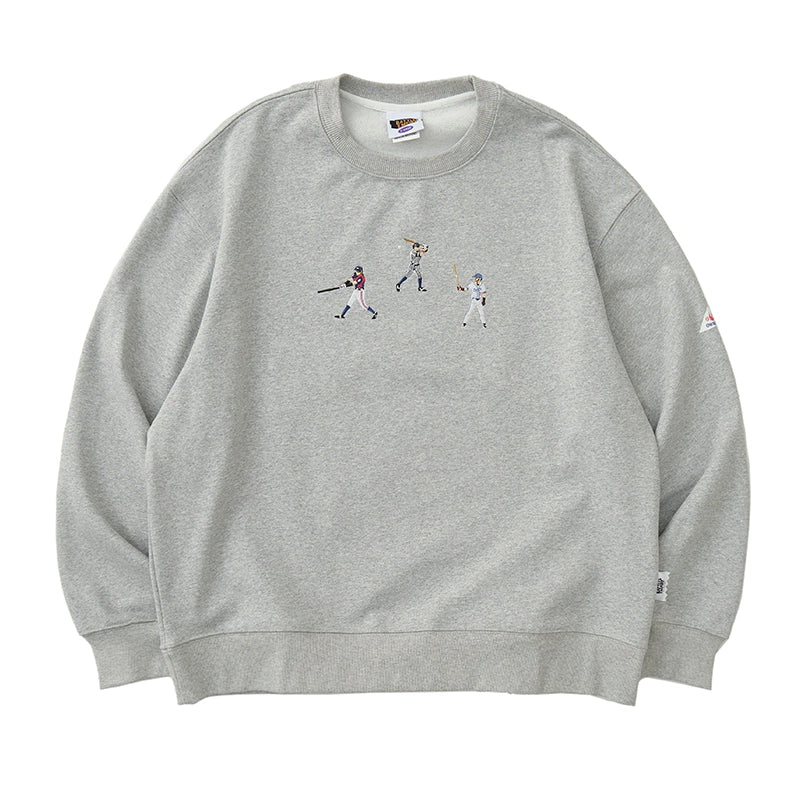 Battles Baseball Embroidered Crew Neck Sweater