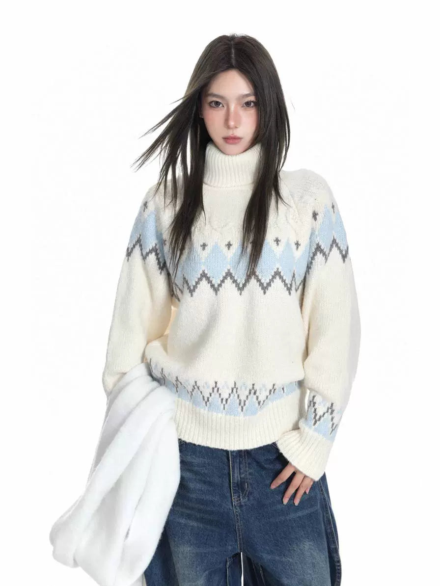 KDASE Turtleneck Lazy Thickened Knitted Sweater