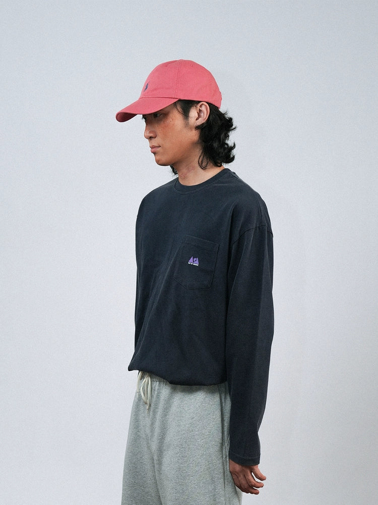 O3PARK Retro Washed Round Neck Long Sleeves