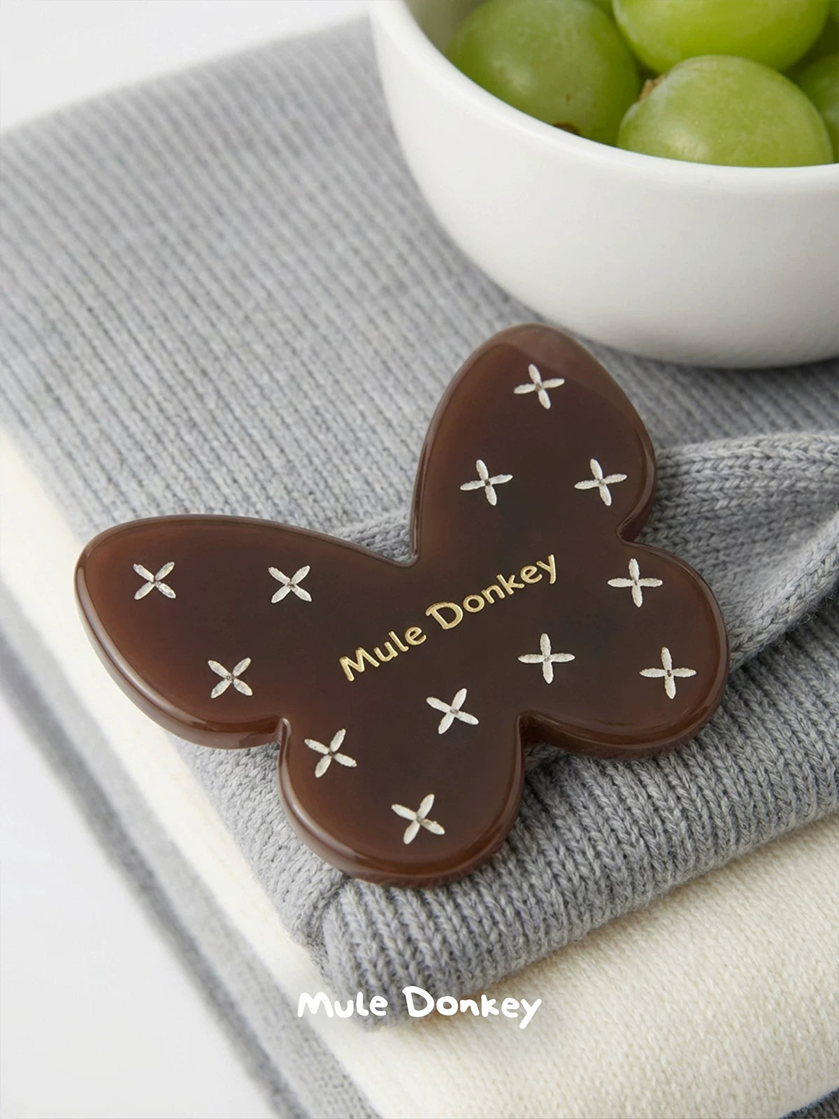 Mule Donkey Brown Butterfly Cute Edge Clip Side Hair Accessories