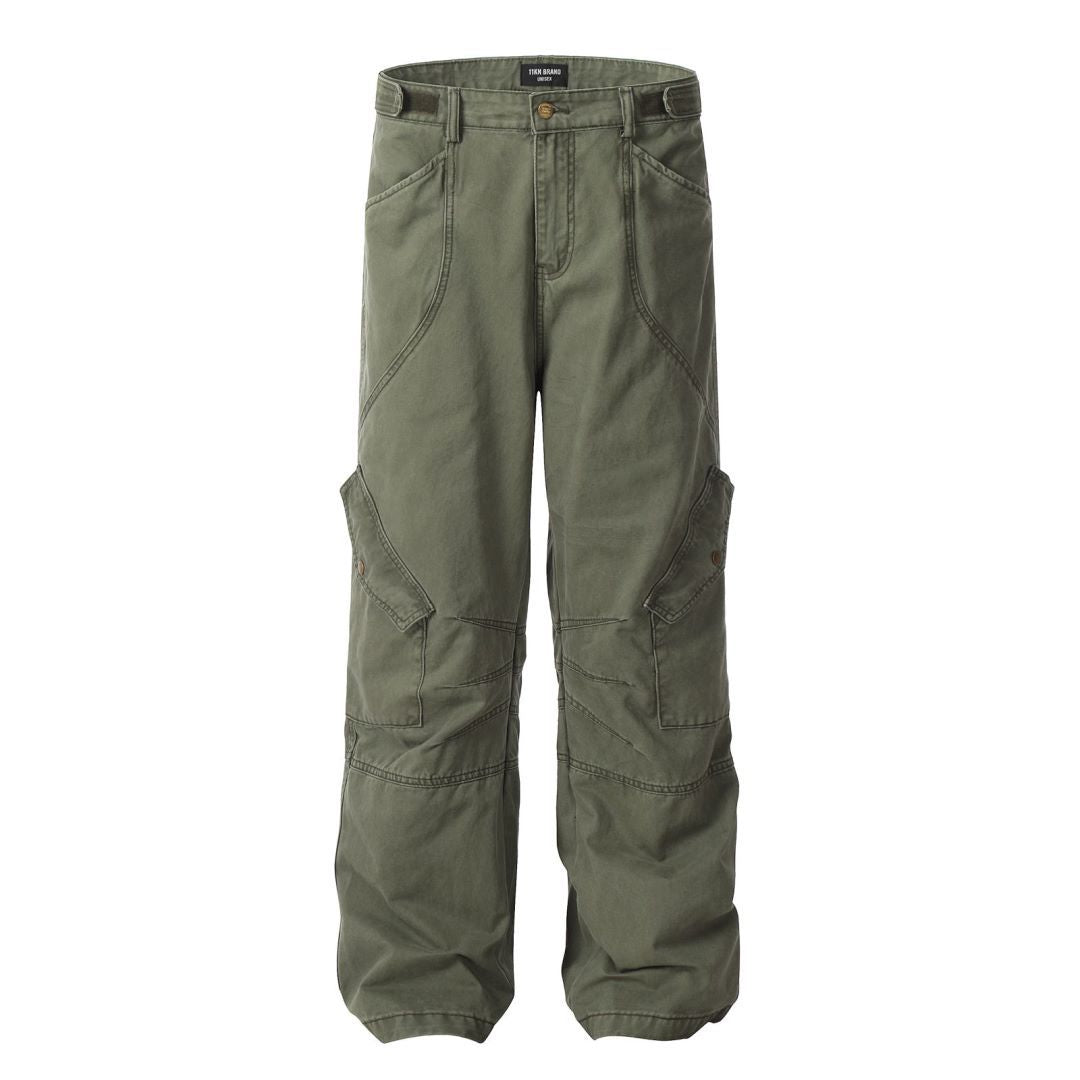 11KN Large Pocket Retro Straight Casual Trousers