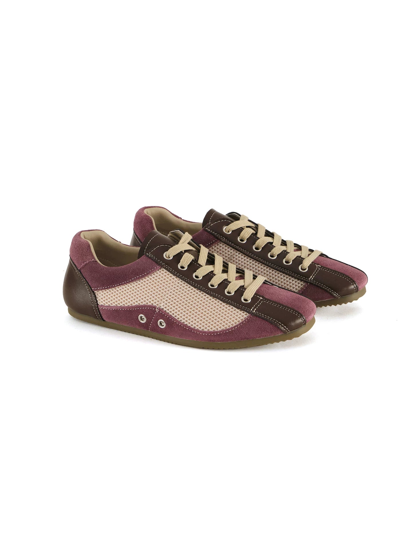 LIVINGTOWN Versatile Round Head Lace-up Color-matching Striped Casual Shoes