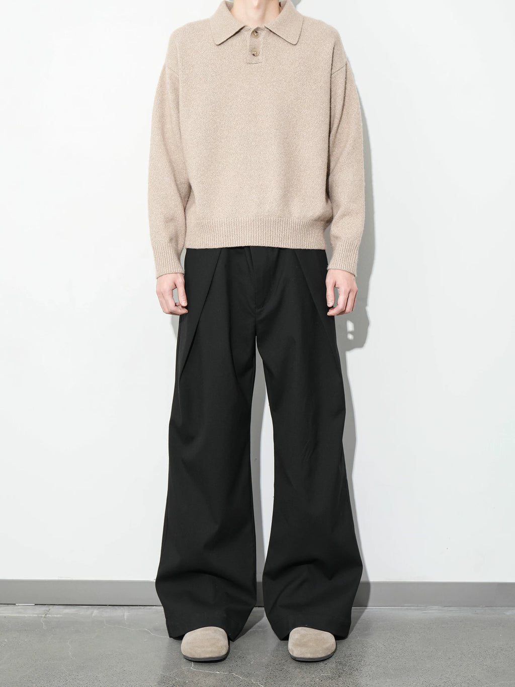 Plus No Logo Polo Collar Soft and Waxy Heattech Knitting Shirt