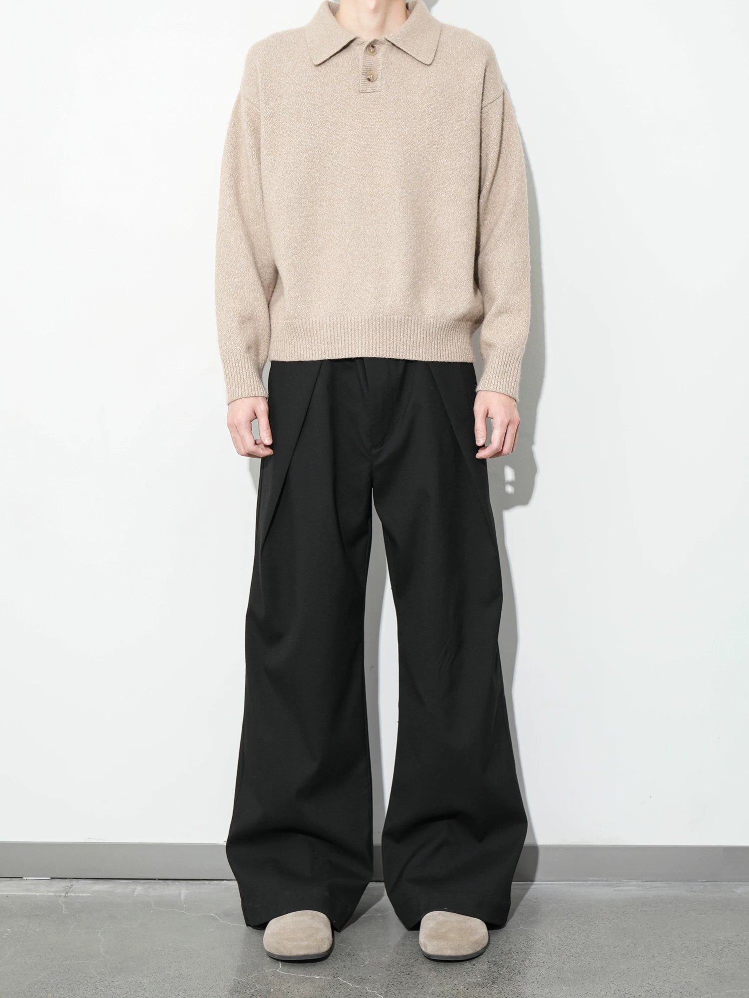 Plus No Logo Polo Collar Soft and Waxy Heattech Knitting Shirt