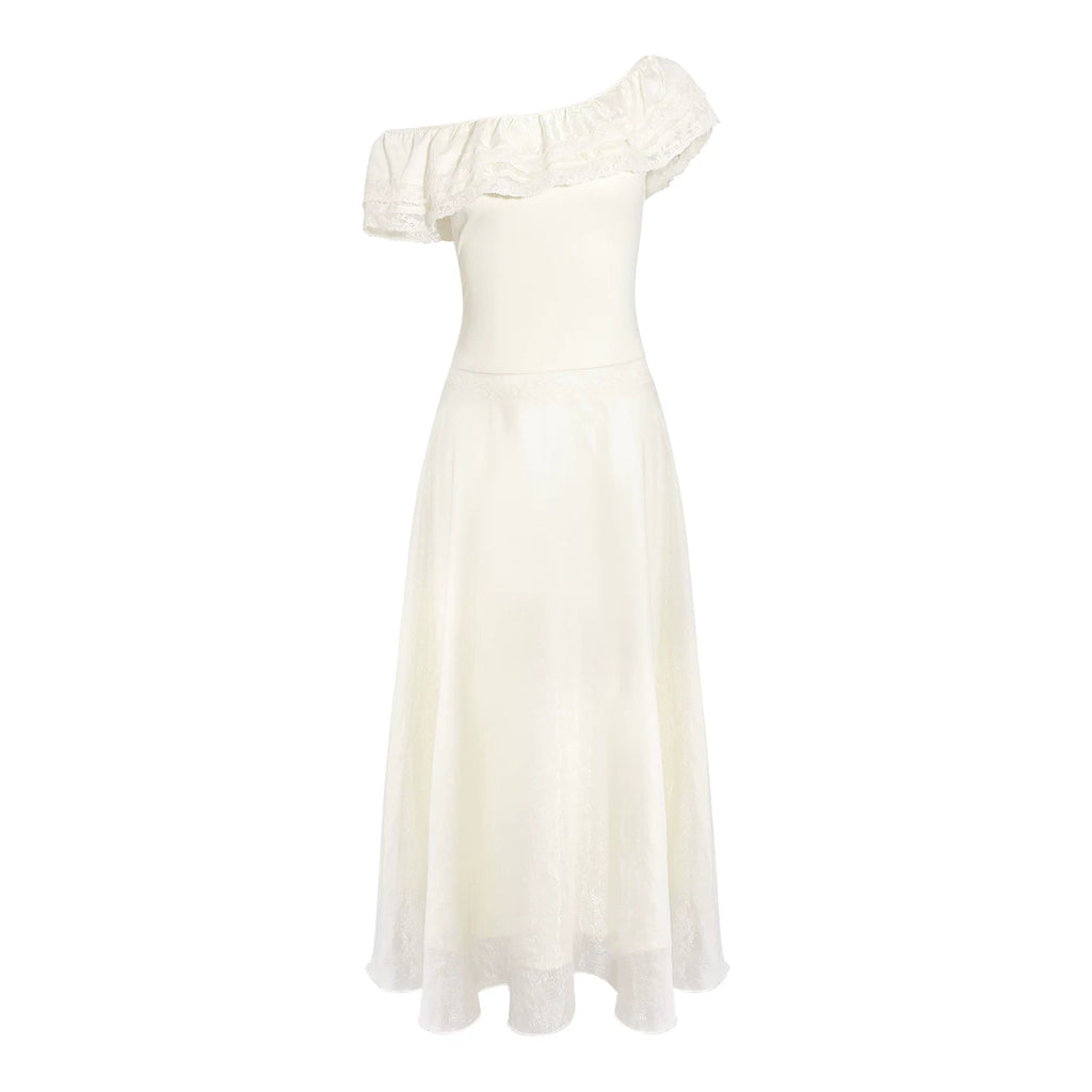 Wildberry Waist Slanted Shoulder Dress