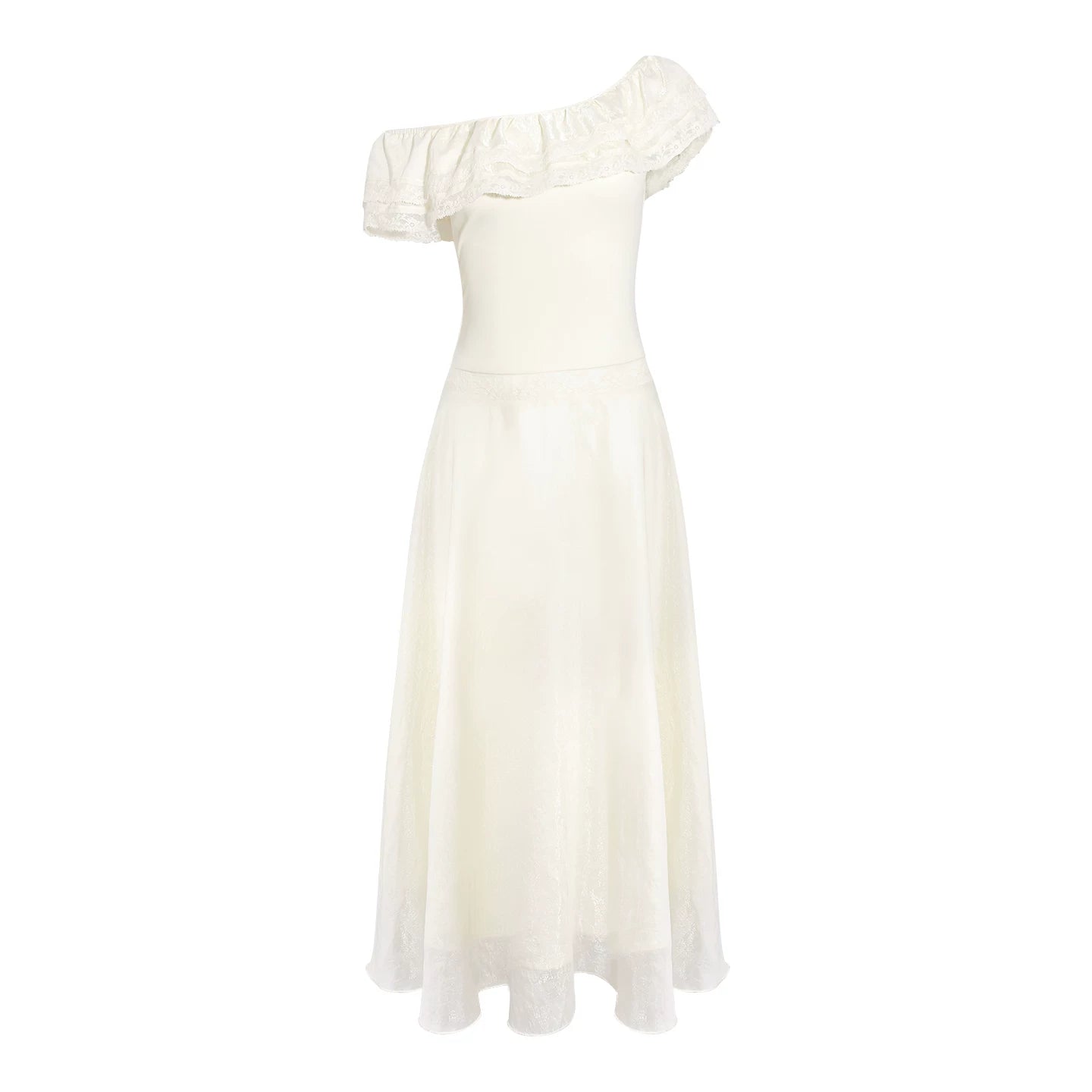 Wildberry Waist Slanted Shoulder Dress