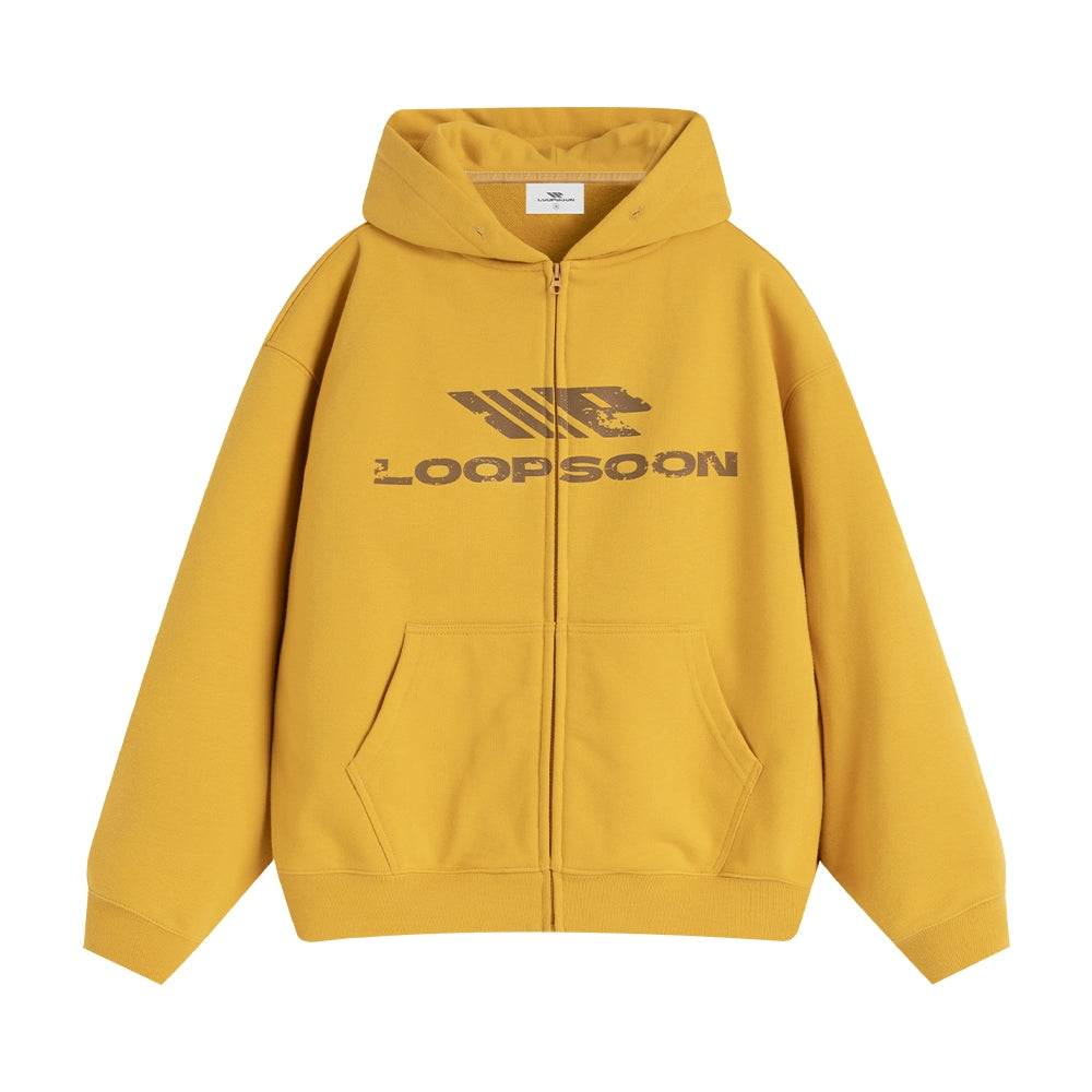 Loopsoon Chest Vintage Printed Zip Cardigan Sweater
