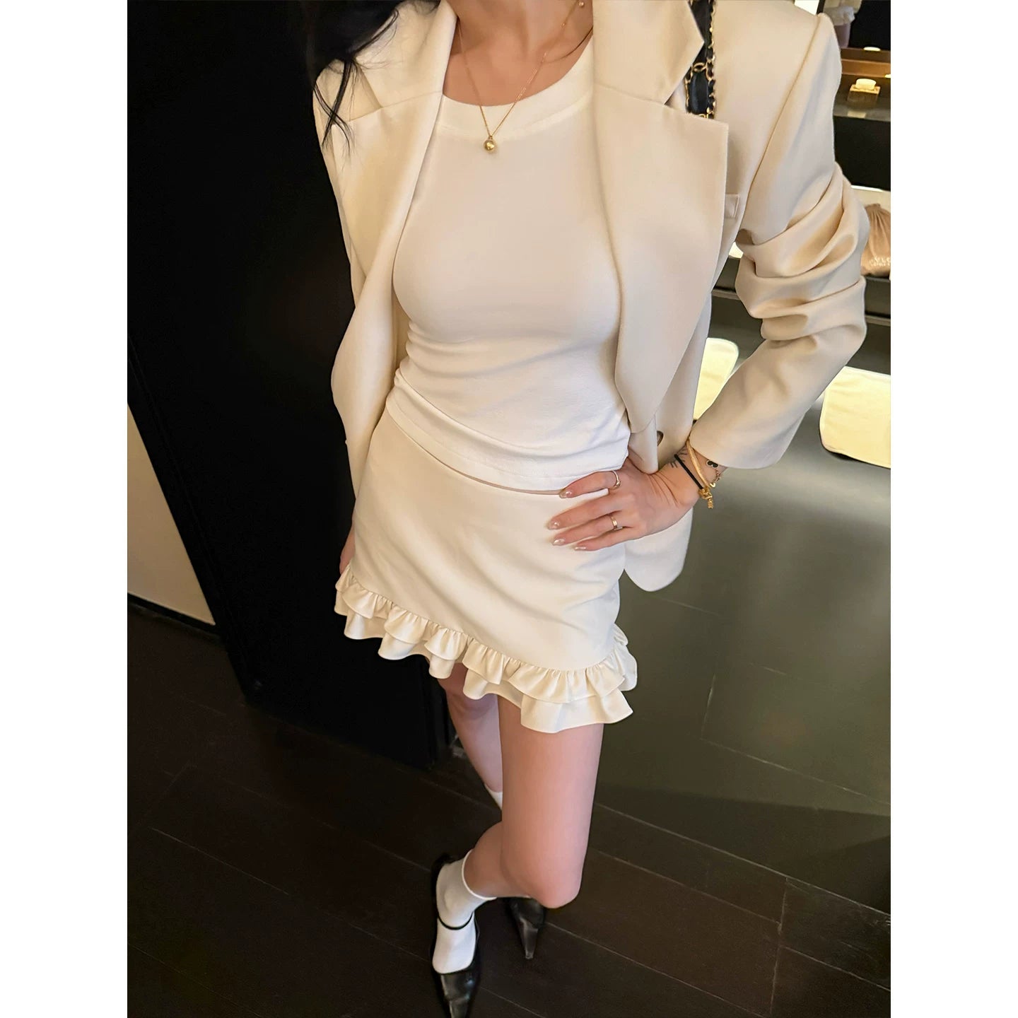 YOUNG KYLIN Temperament Blazer Short Skirt Suit