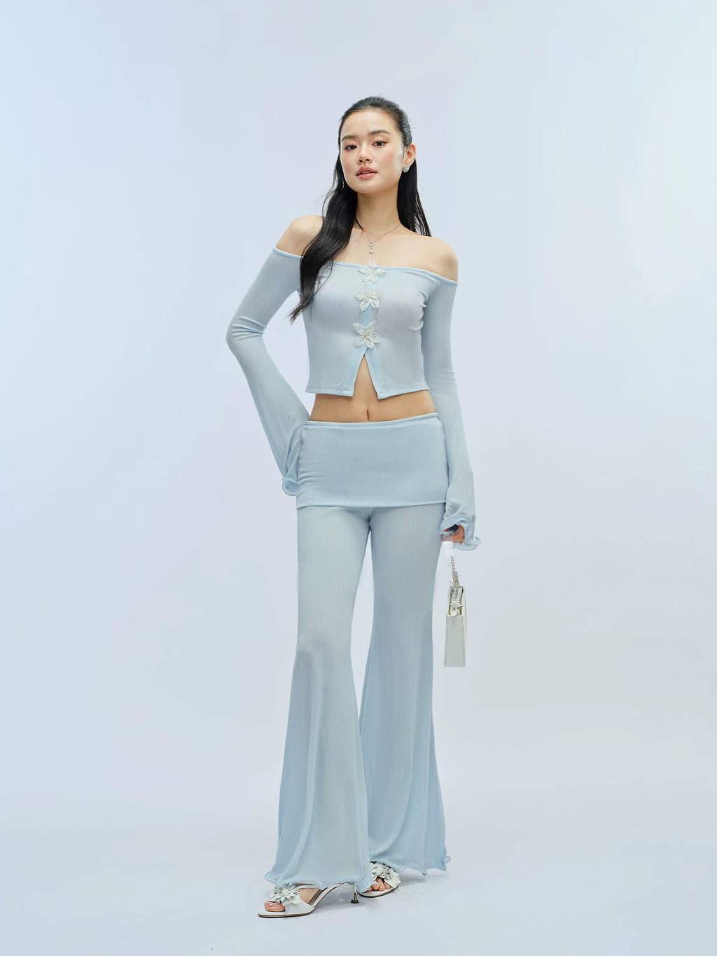 J TheChosen Ruffle-trimmed Top and Wide-leg Pants Set