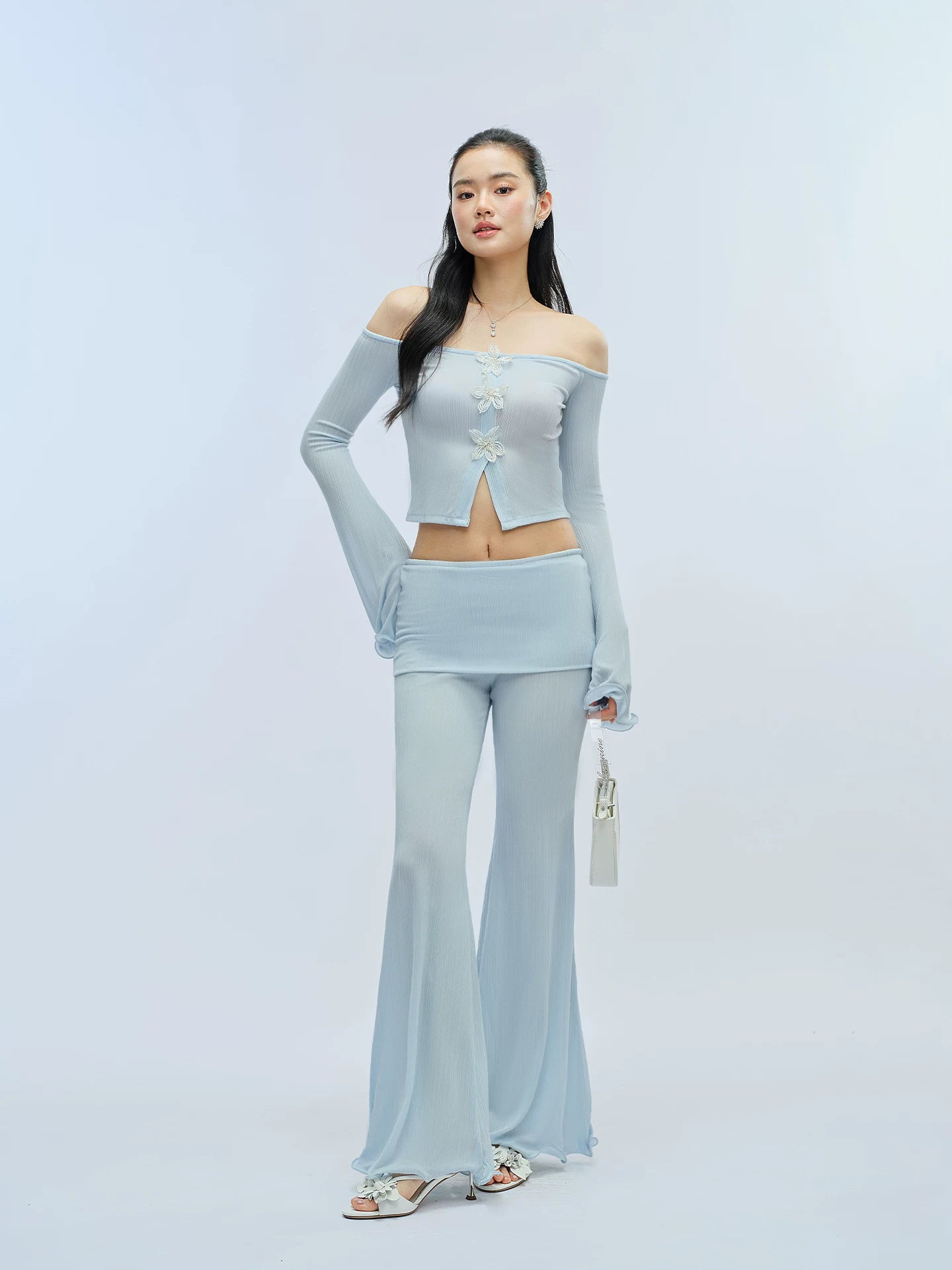 J TheChosen Ruffle-trimmed Top and Wide-leg Pants Set