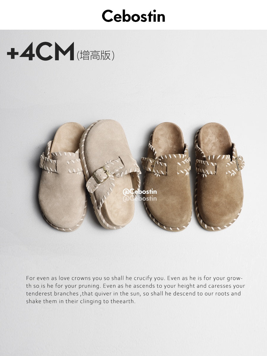 Cebostin 4CM Heightened Version Anti-velvet Handmade Thick-soled Birkenstock Half Slippers