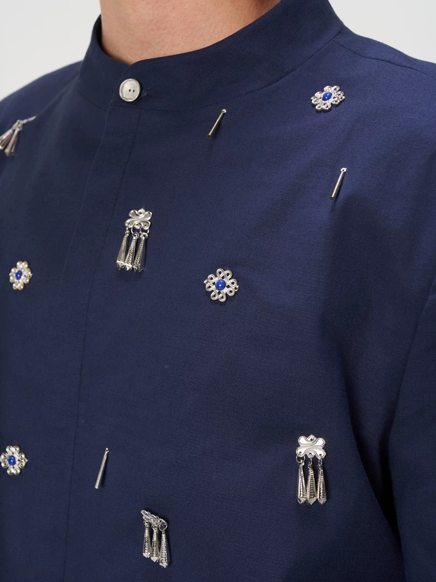 CNEW Hand-sewn Miao Silver Jewelry Silver Buckle Suit