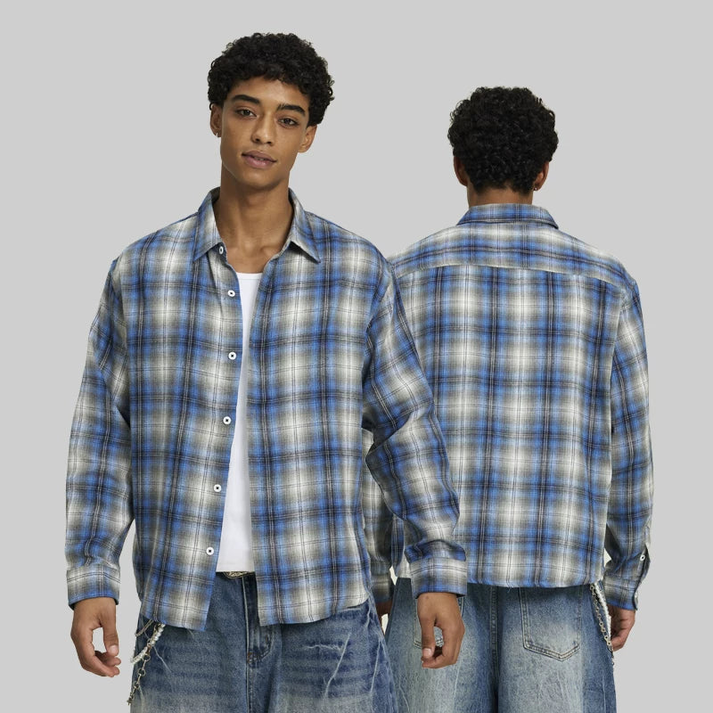 FIVEMEN Vintage Loose Plaid Shirt Jacket