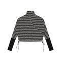 FUNKYFUN Small Turtleneck Hollow Striped Splicing Tee