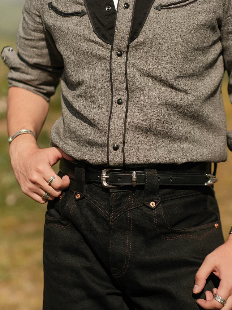 MBBCAR Vintage Versatile Casual Horseshoe-mouth Stitch Belt