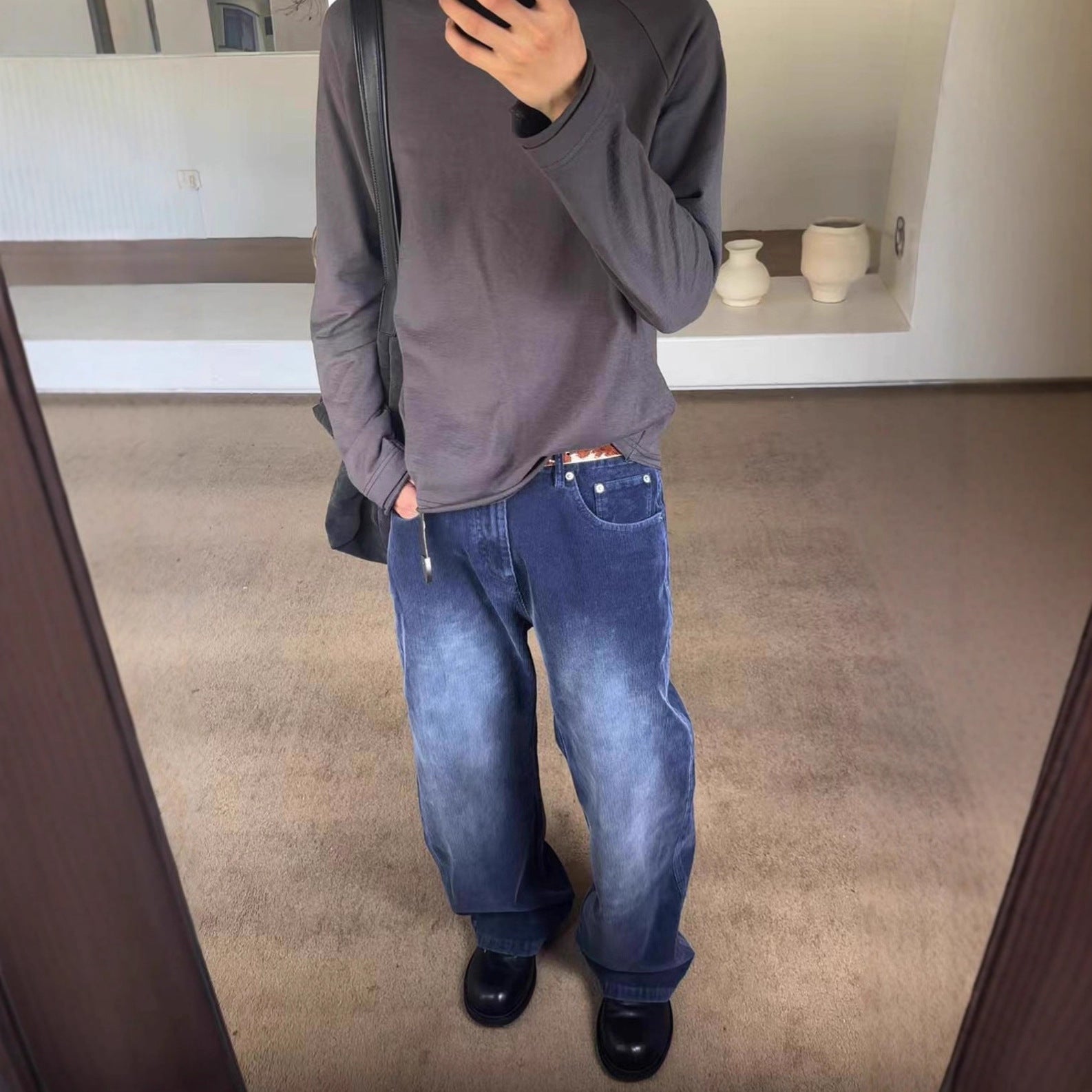 EME Vintage Straight Wide Leg Corduroy Casual Pants