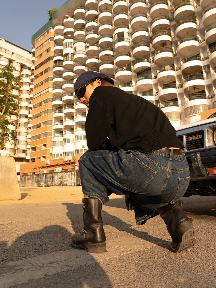 PUBLICRADIO Retro Silhouette Washed Denim Cropped Shorts