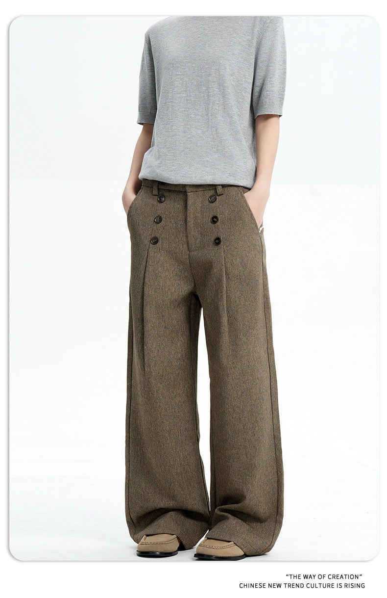 11KN Retro Pleated Loose and Thin Trousers