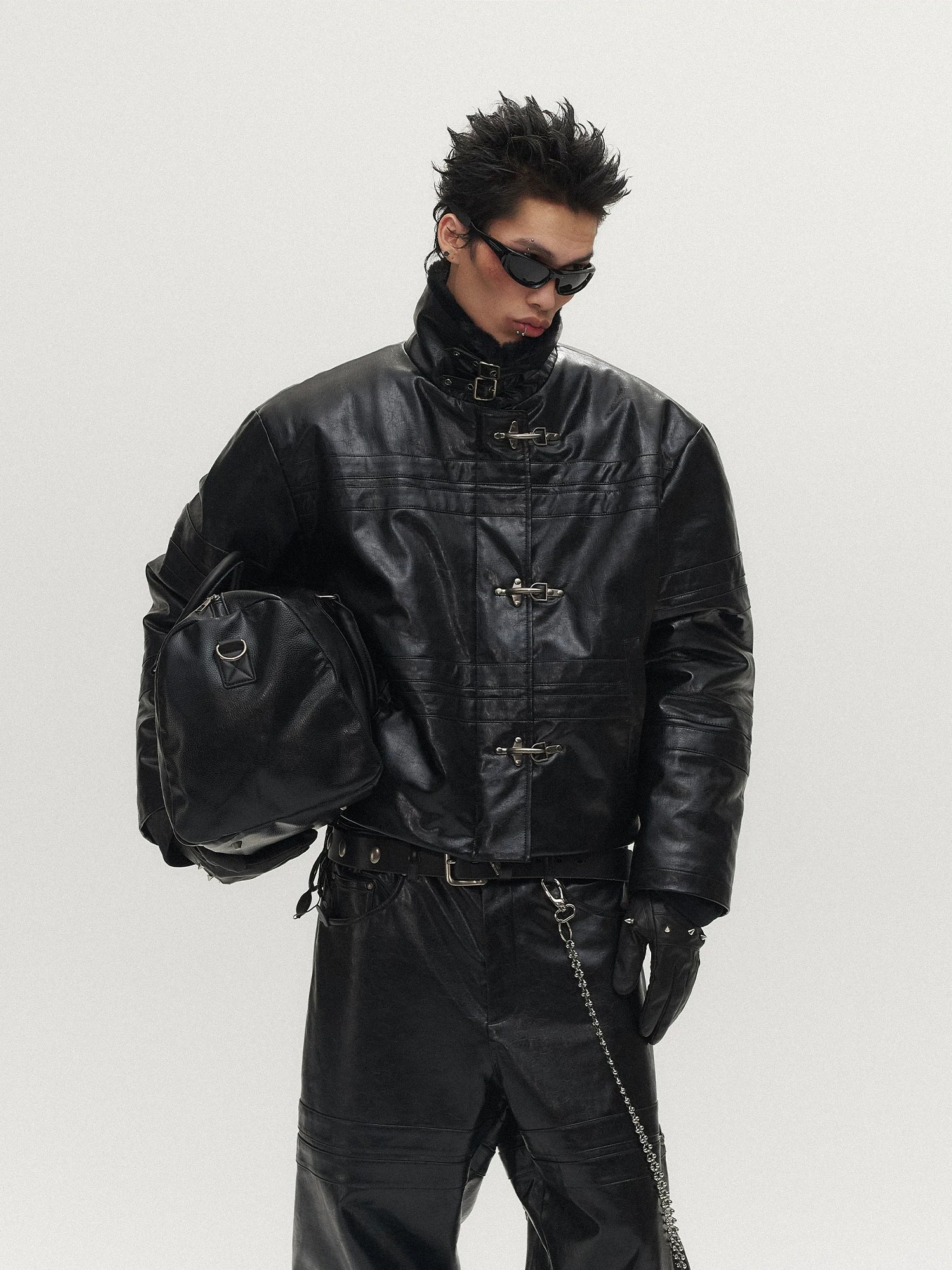 SGWCULT Stitched Silhouette Niche Leather Jacket