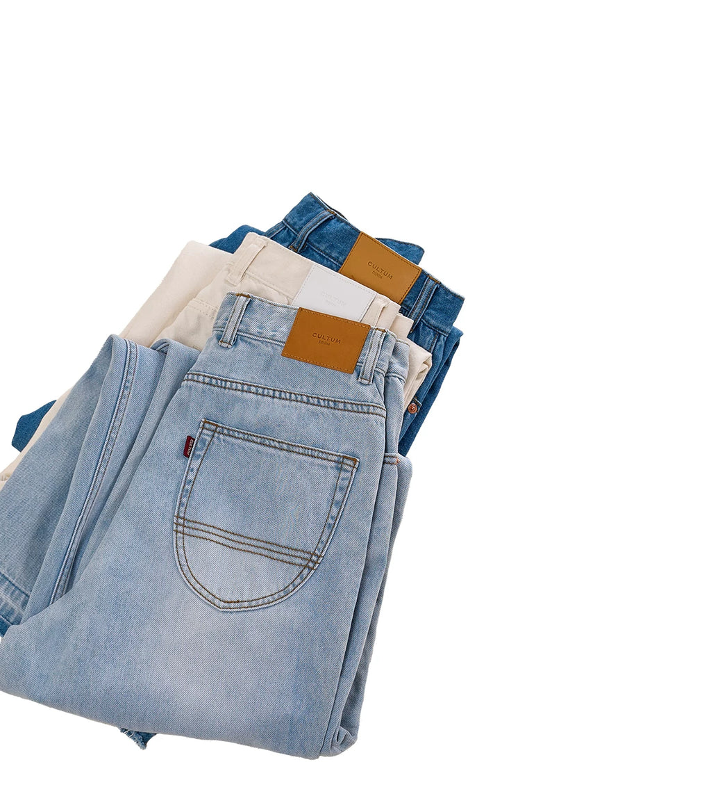CULTUM High Waist Loose Straight Wide Leg Jeans