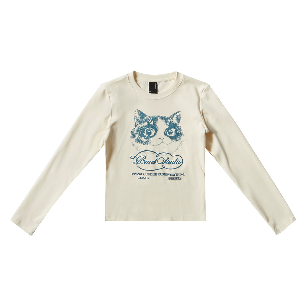 Remedy Cat Print Slim Skinny Long Sleeves