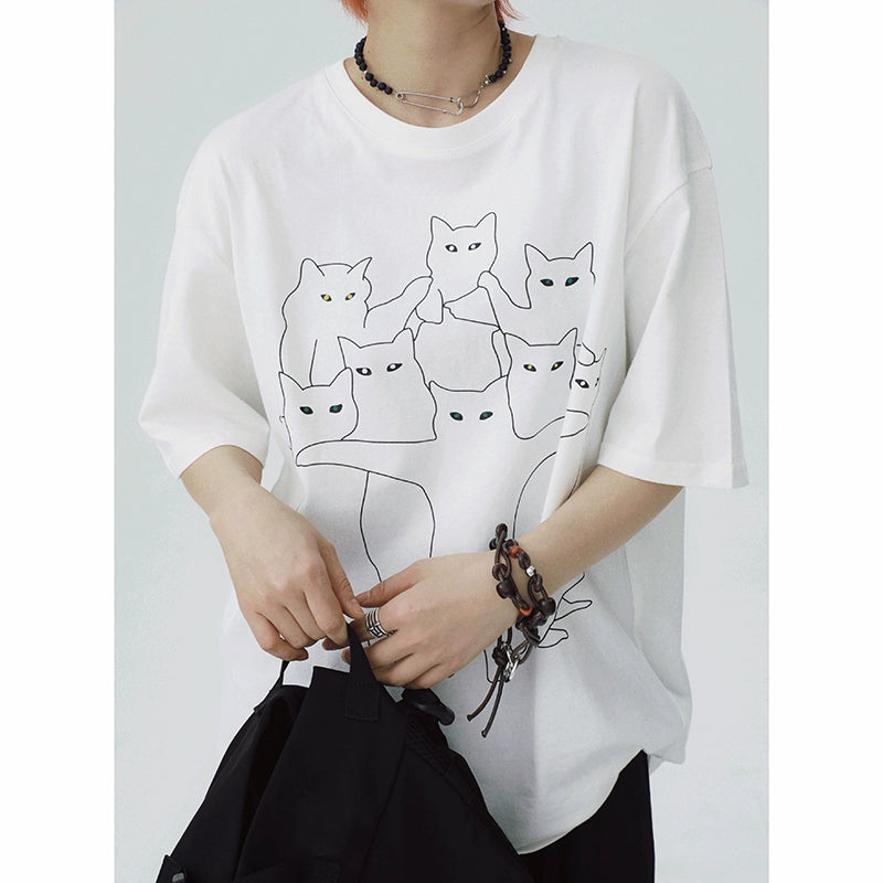 STILLYOU Funny Cat Photo POSE Printed Tee