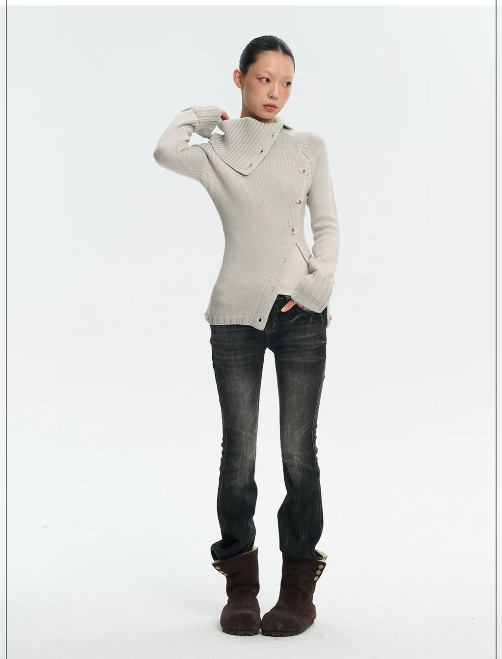 LINY LIBERTY Vintage Turtleneck Slim-fit Knitted Sweater