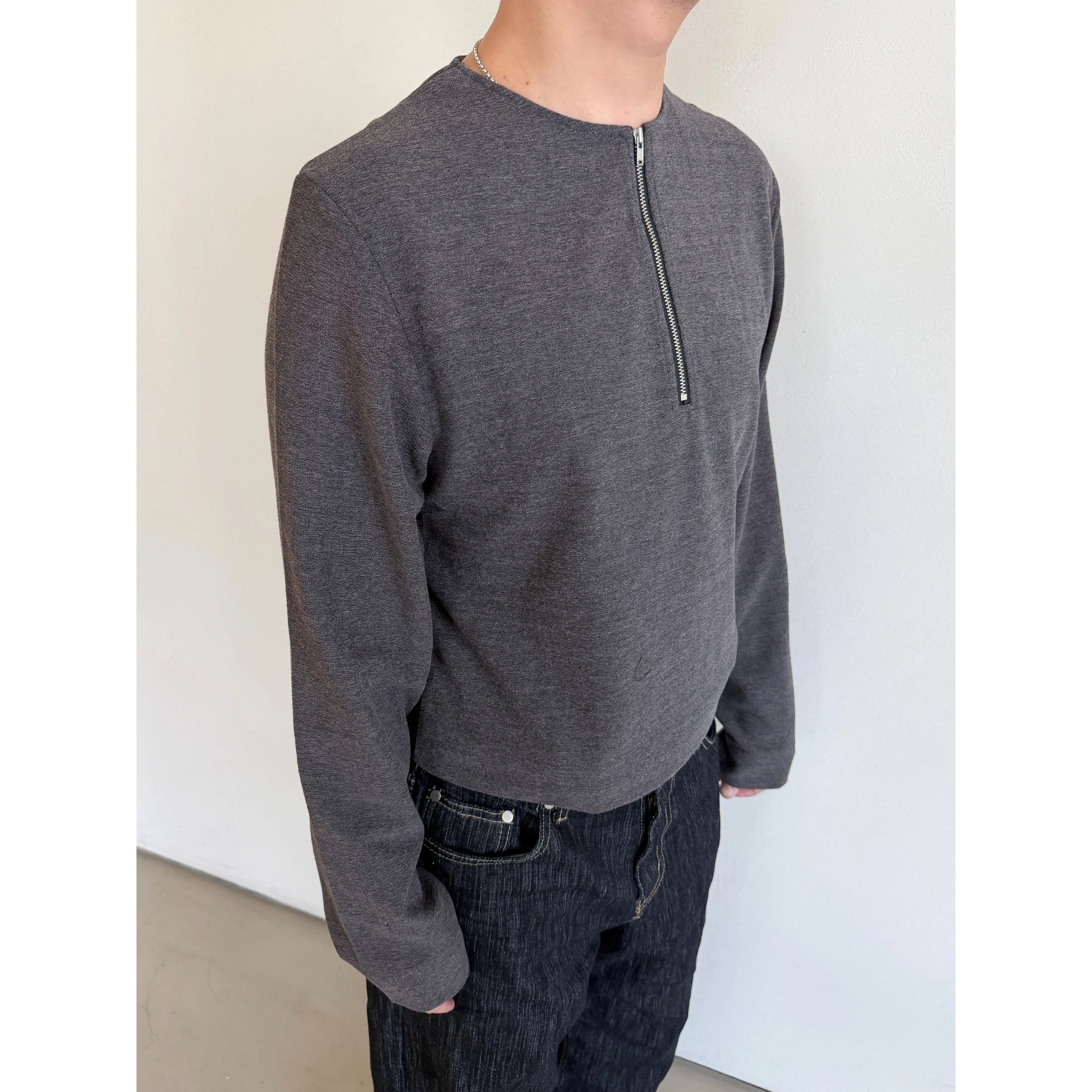 Anniehall Premium Small Neckline Zipper Long Sleeve