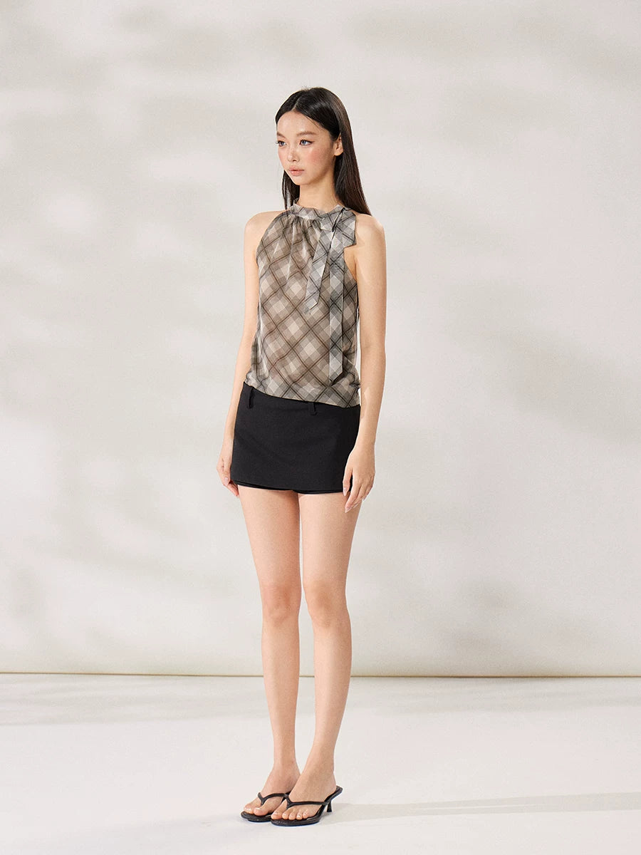 WITHMIN Checked Slim Sling Vest