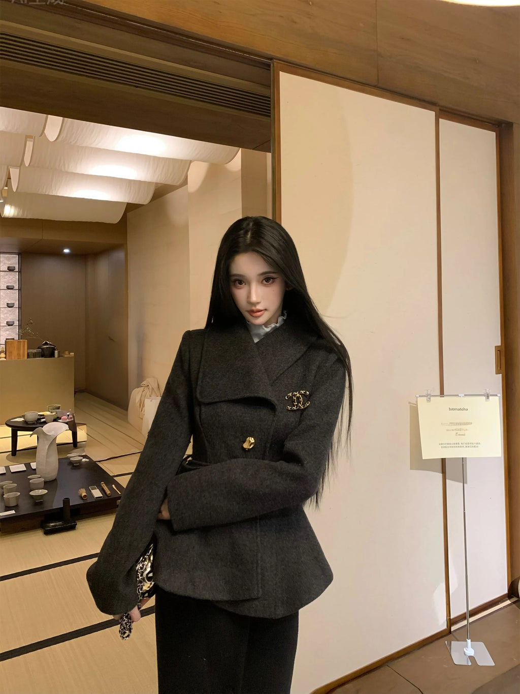 Barb Chill Premium Padded Wool Short Jacket Woolen Skirt