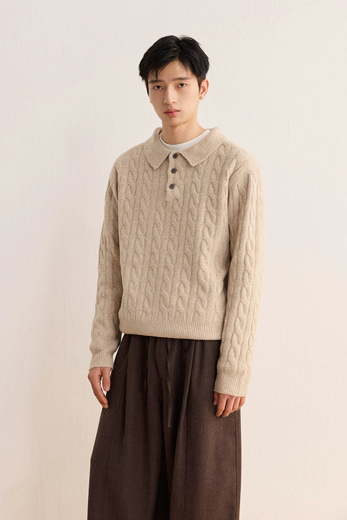 CARPEM Japanese Retro POLO Loose Short Sweater