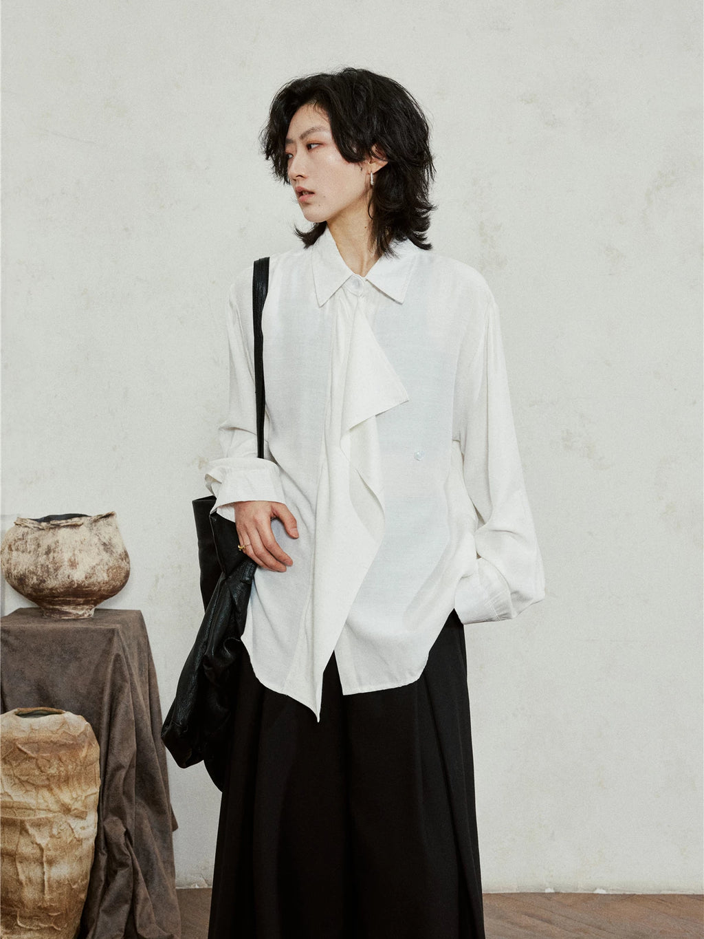SUNYVONNE Minimalist Lazy Ribbon Shirt