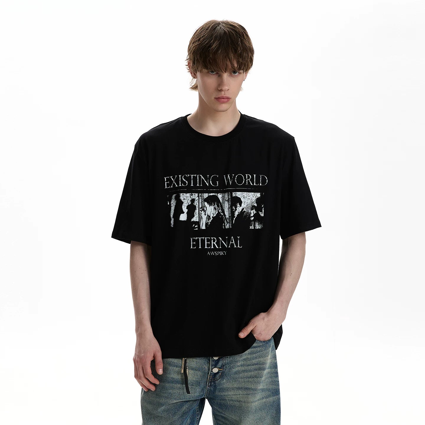 A PUEE PUEE Vintage Street Style Printed T-Shirt – Loose Fit