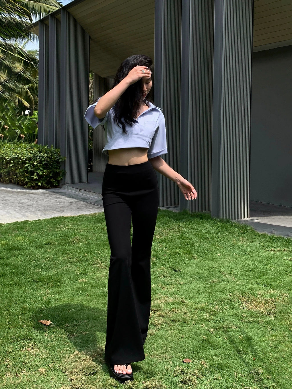 NEVA HU Slim-fit High-waisted Thin Pants