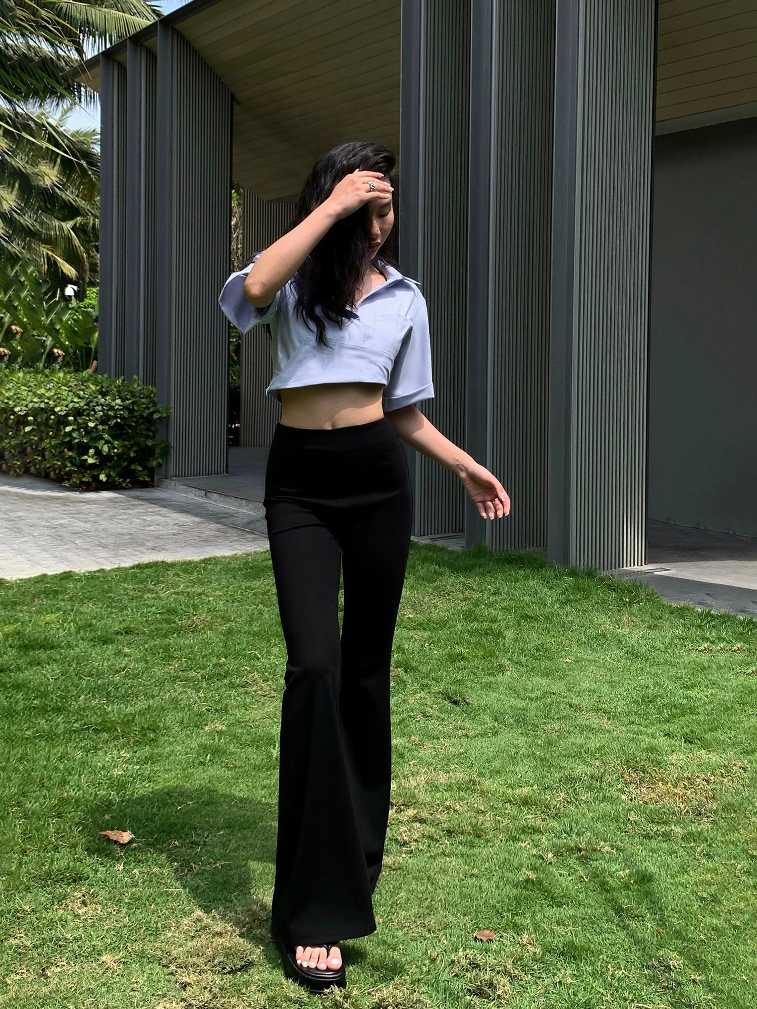 NEVA HU Slim-fit High-waisted Thin Pants