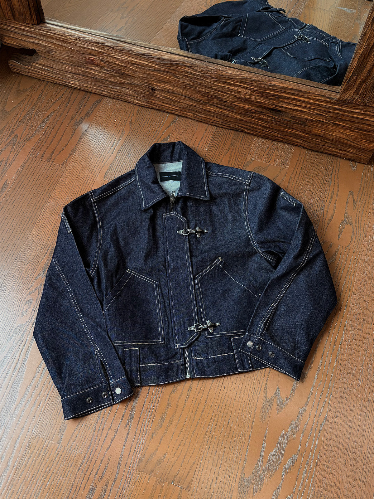 EME Lapel Splicing Short Denim Jacket