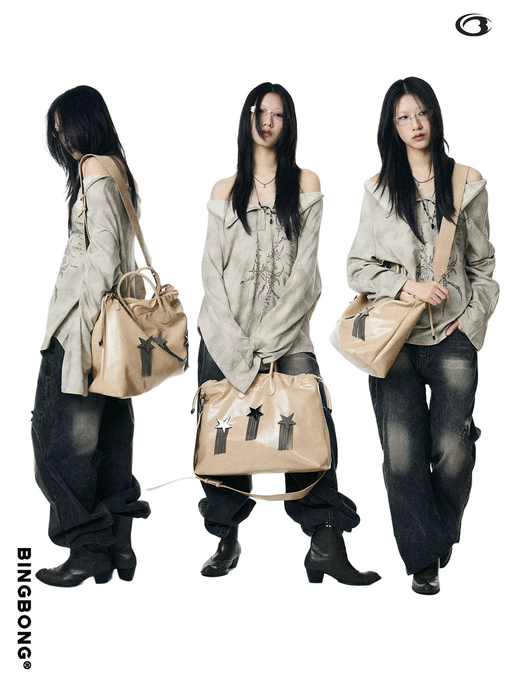 BINGBONG Retro Burst Pattern Fringed Shoulder Messenger Bag
