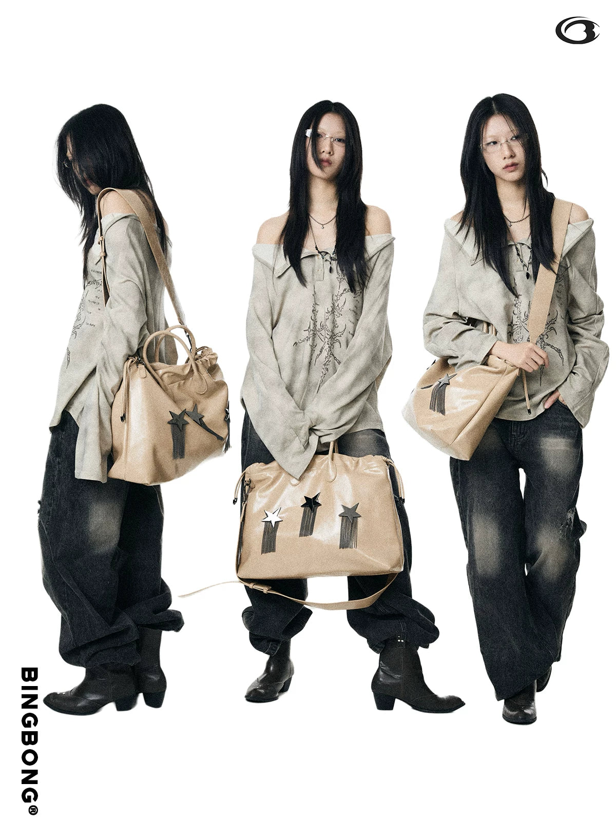 BINGBONG Retro Burst Pattern Fringed Shoulder Messenger Bag