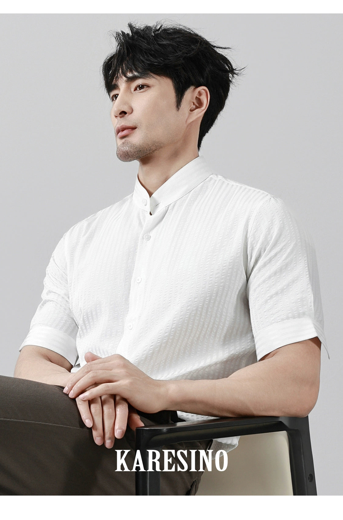 KARESINO Seersucker Striped Shirt