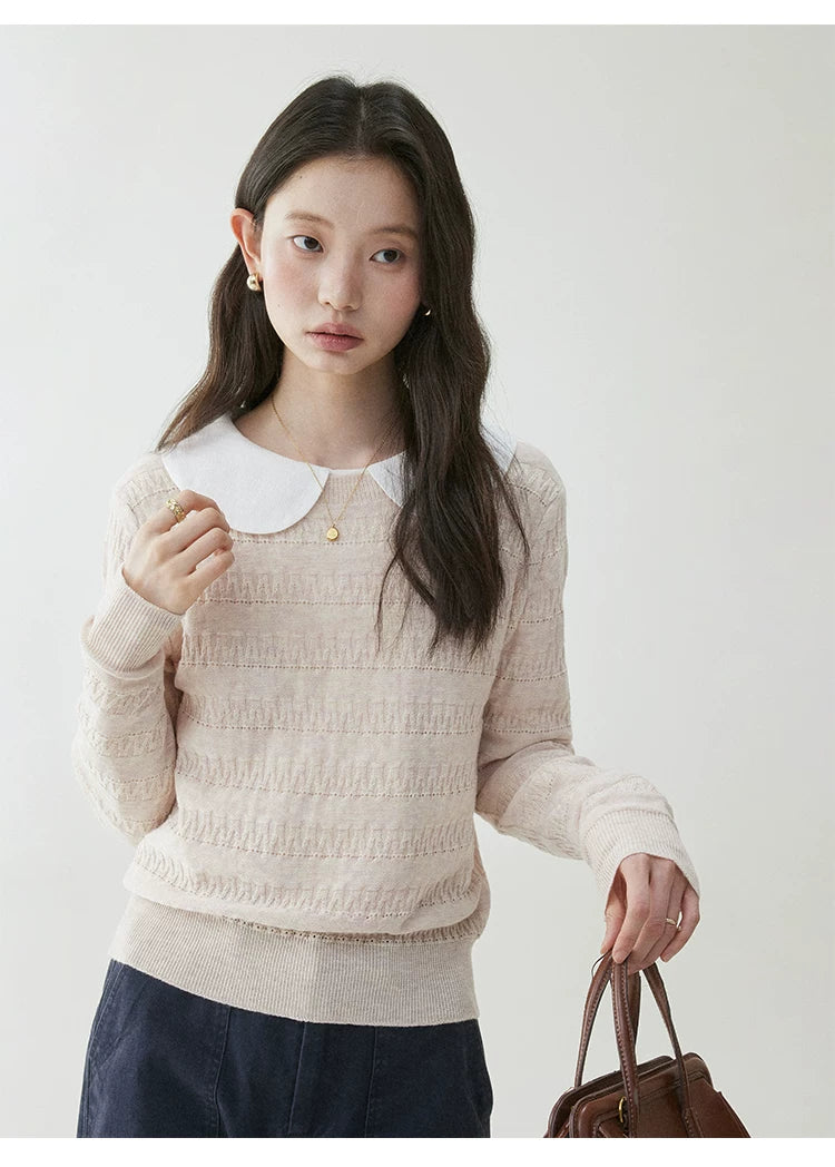 VOOE Contrast Shoulder Crew Neck Sweater