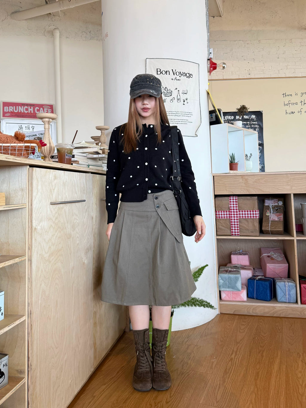 CCYE Front Shoulder Polka Dot Short Sweater Cardigan