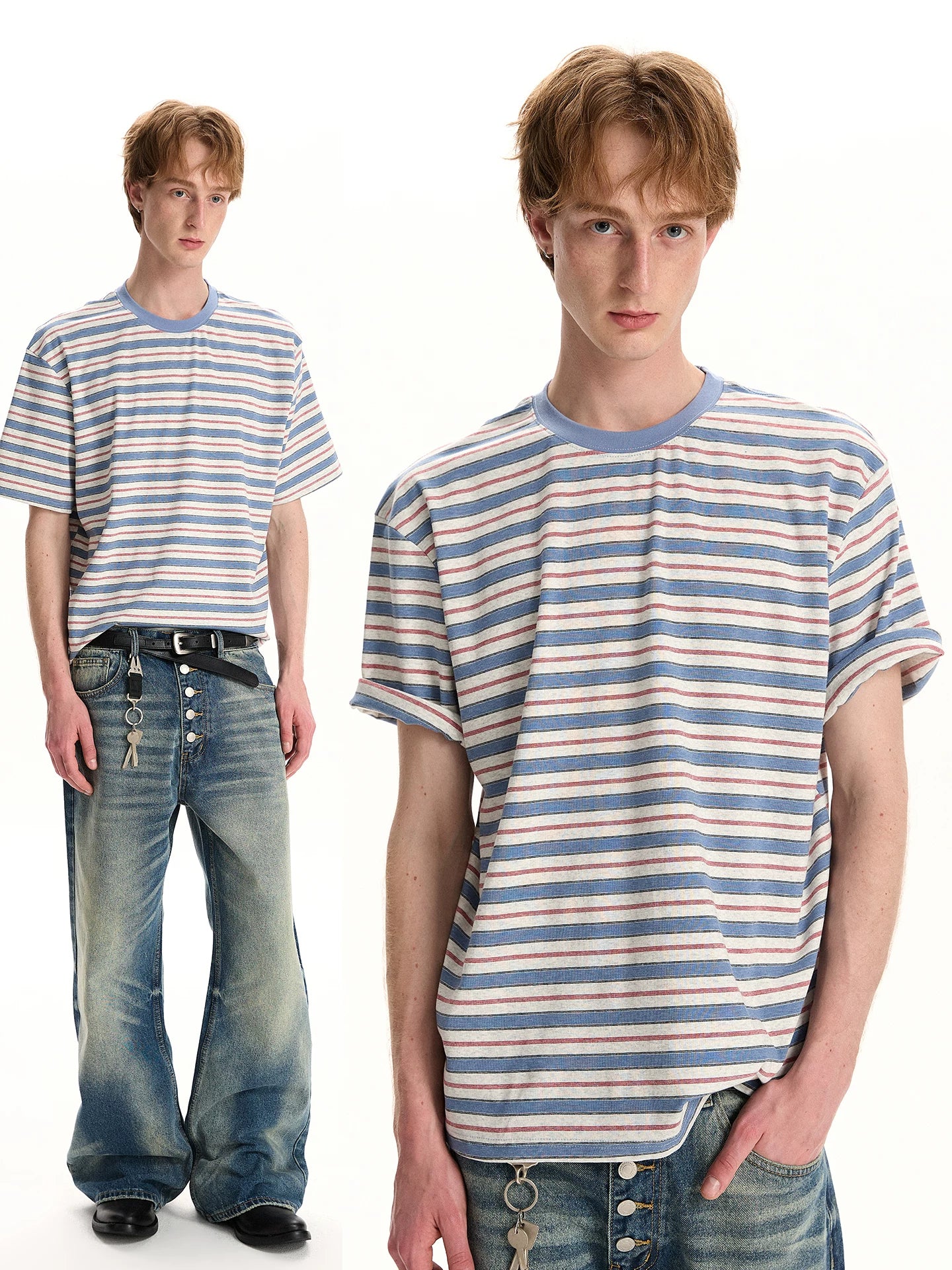 A PUEE Retro High-End Striped Tee – Loose Fit Casual Cleanfit