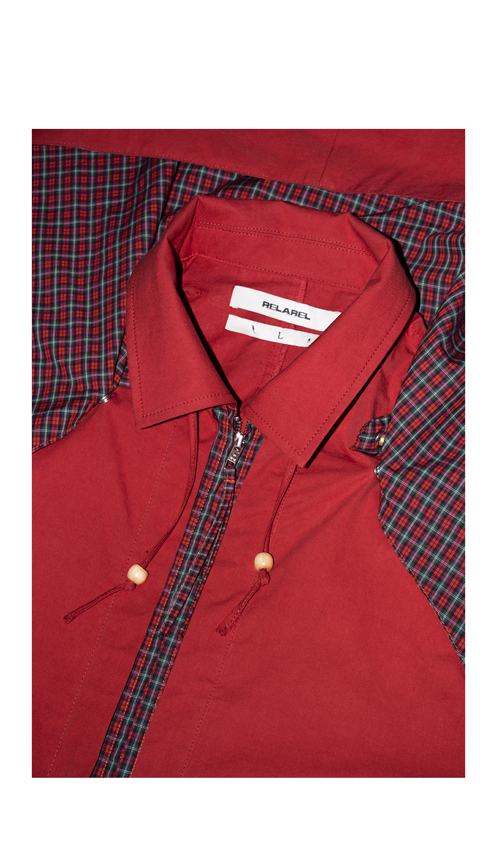 RELABEL Beaded Pleated Removable Hood Shirt