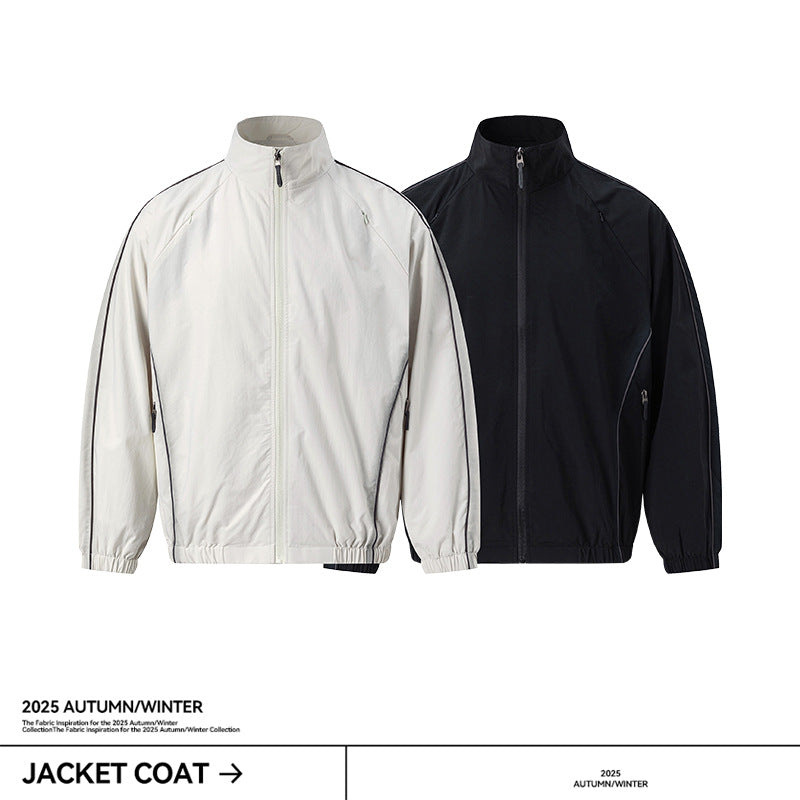 UNF Color Matching Stand-up Collar Simple and Versatile Loose Jacket