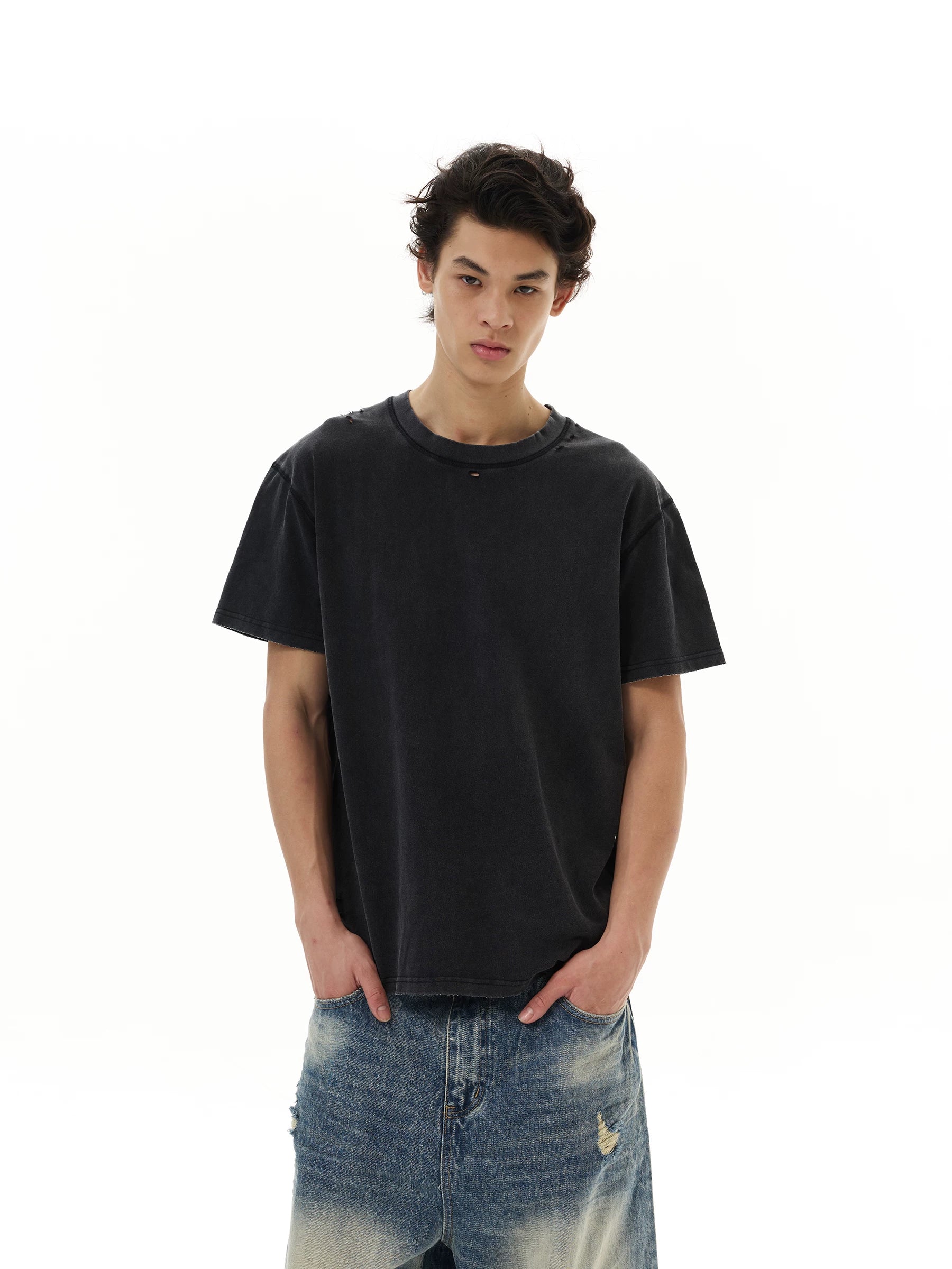 WLNEXT Vintage Ripped Casual Tee