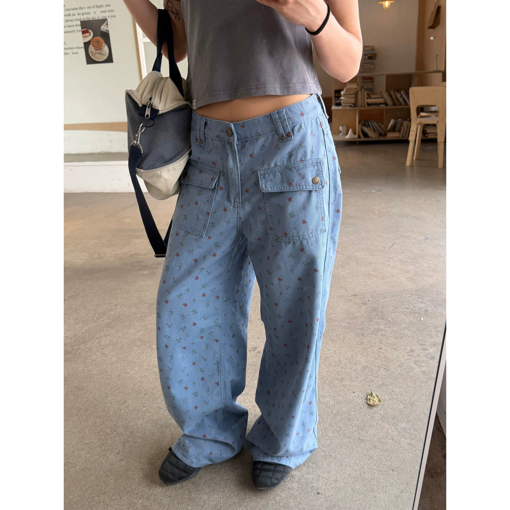 CCYE Floral Straight Versatile Drape Casual Pants