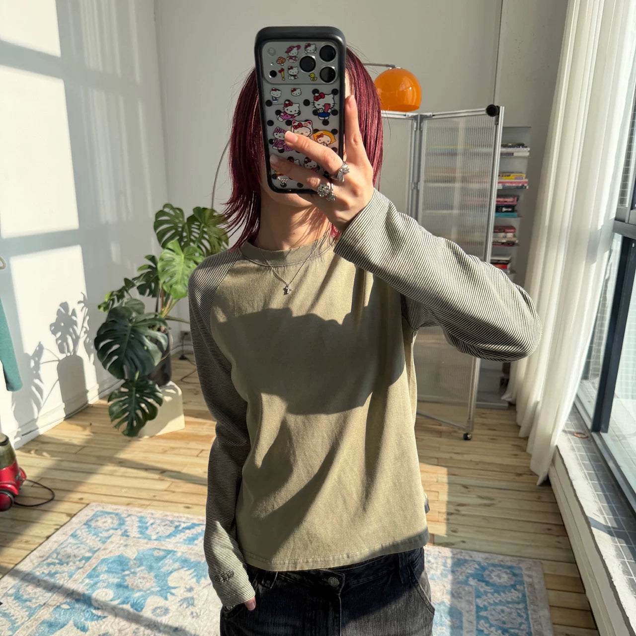 MMBBT Pinstriped Shoulder Sleeves Color Matching Long Sleeves